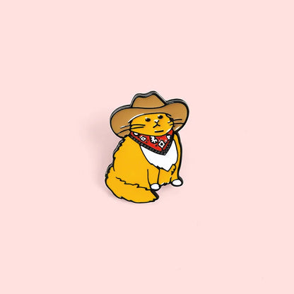 Cartoon Fat Cat with Hat Brooch – Enamel Pin for Backpack, Hat, Shirt & Lapel, Perfect Gift for Friends