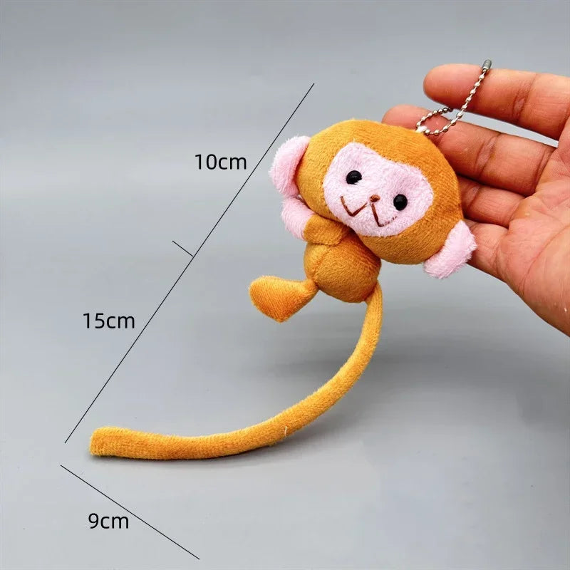 Long Tailed Monkey Plush Keychain - Cute Cartoon DIY Doll Pendant Backpack Accessory Gift for Kids & Girls