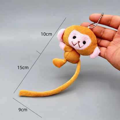 Long Tailed Monkey Plush Keychain - Cute Cartoon DIY Doll Pendant Backpack Accessory Gift for Kids & Girls
