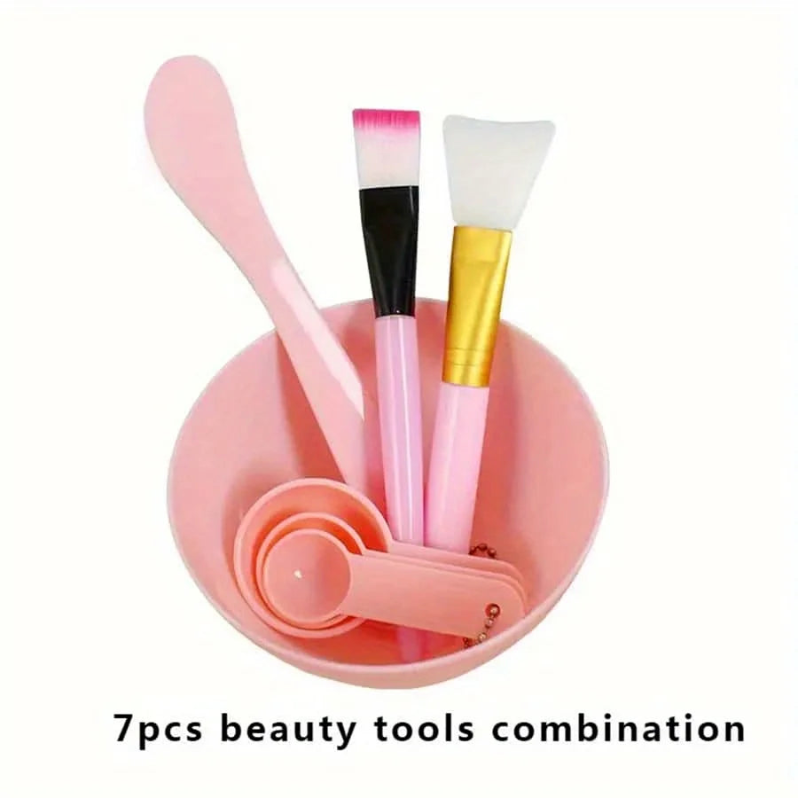 DIY Face Mask Mixing Tools - 7-Piece Facial Applicator Spatula Bowl & Spoon Set