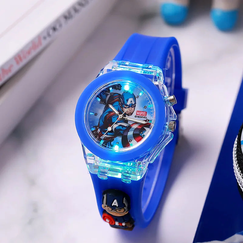 Mickey Kids Flash Light Watch - Rubber Strap Cartoon Toy Clock Gift for Girls