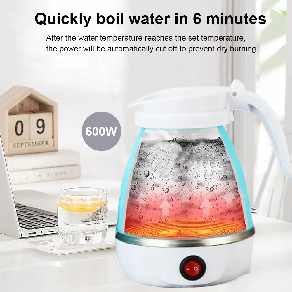 Portable 600ML Folding Electric Kettle – Travel & Camping Electric Water Heater, Foldable Design