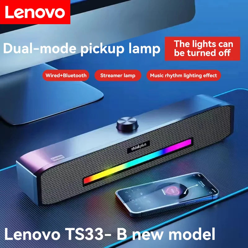 Lenovo TS33 Bluetooth 5.0 Speaker - Original Desk Subwoofer with AUX, Surround Sound for Home & Movies