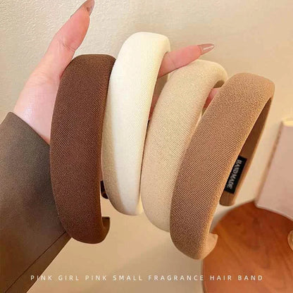Wild Solid Color Sponge Headband – Wide Edge Fashion Hair Band for Women & Girls, Face Wash Accessory