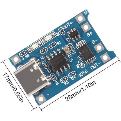 10PCS 5V 1A 18650 Lithium Battery Charging Board - TP4056 Mini/Micro USB Type-C Module with Protection