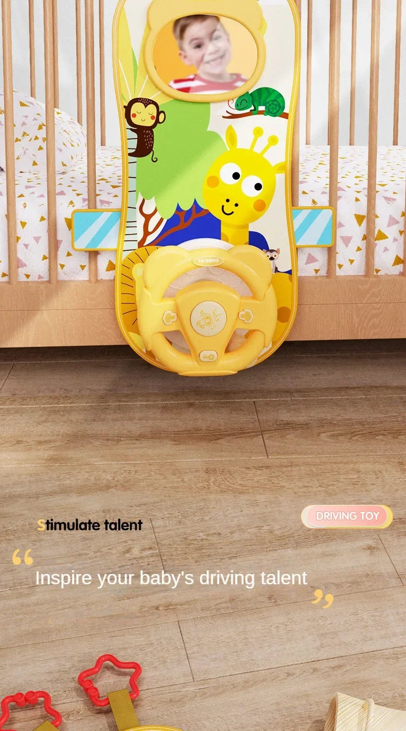 Kids Electric Copilot Steering Wheel Toy – Musical Simulated Driving Car Seat Educational Sound Toy
