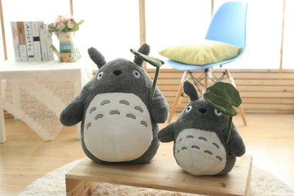 Cartoon Laugh Heartily Totoro Plush Toy — Stuffed Anime Movie Totoro, Lotus Leaf Pillow Plushie, Japanese-Style Doll Gift