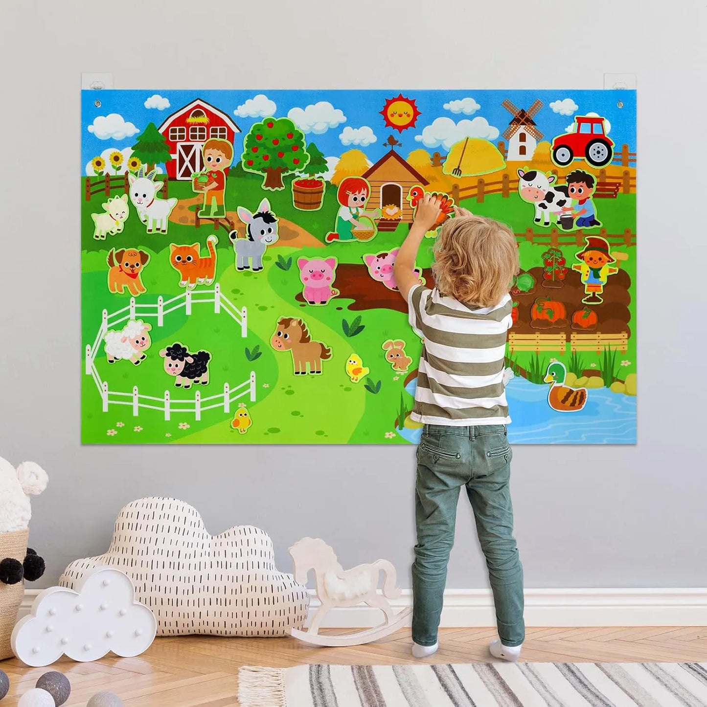 Farm Animals Felt Story Board Set – Interactive Early Learning Wall Puzzle Toys for Toddlers