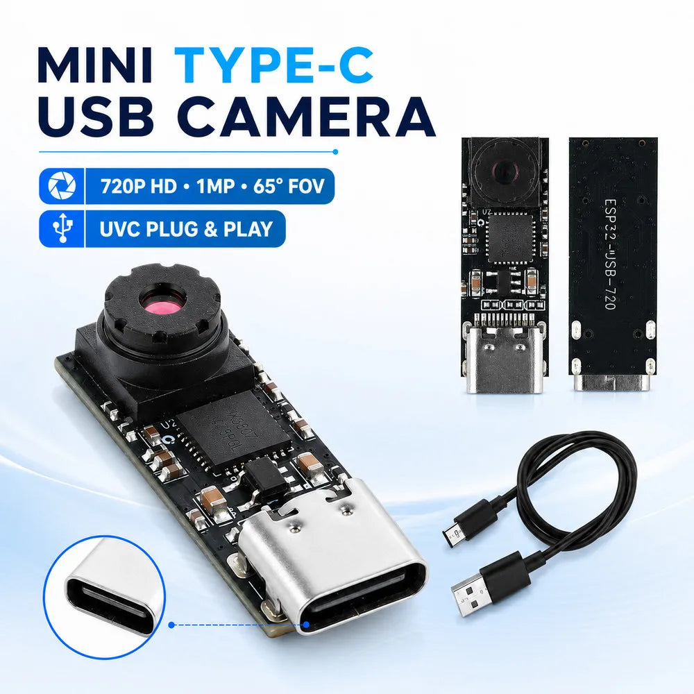 ESP32-S3 USB Type-C Camera Module - 1MP 720P 1280×720 65° Camera for Windows 10/11 and Android Development Boards