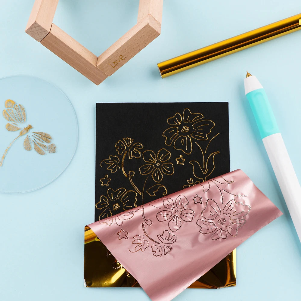 USB Hot Foil Pen Set – 0.8mm Heat-Active Gold Foil Pen for Paper, Leather, DIY Scrapbooking & Cards