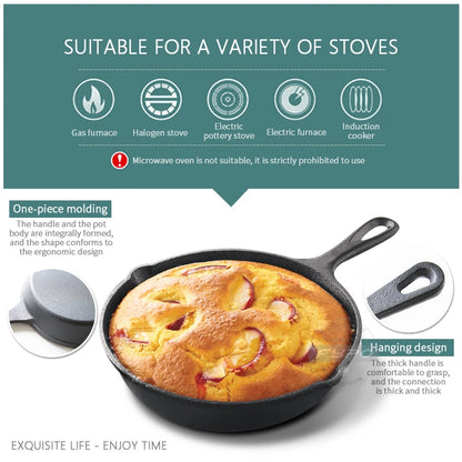 Cast Iron Frying Pan – 14/16/20cm Non-Stick Skillet for Omelettes, Pancakes & Induction Cooking