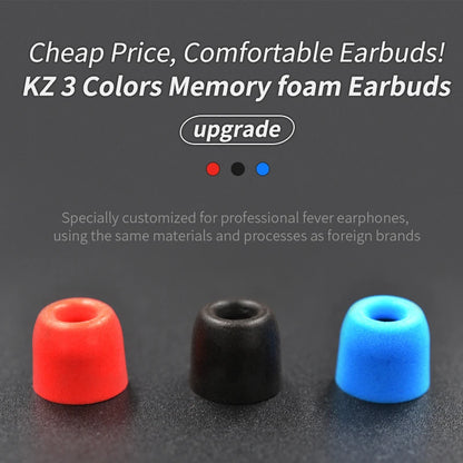KZ Memory Foam Ear Tips - 3 Pair Noise Isolating Replacement Earbuds Pads for KZ Headphones