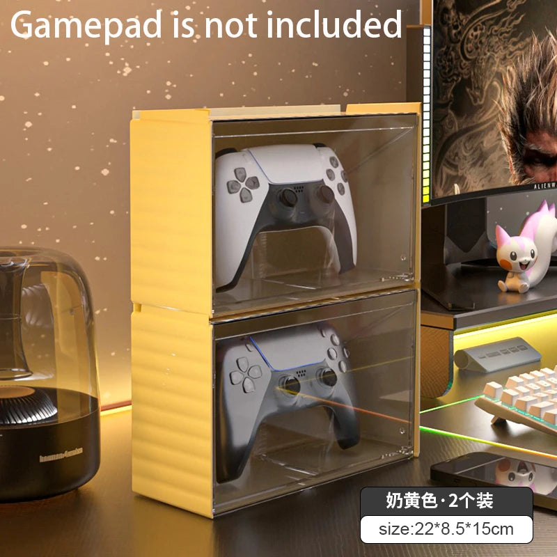 Clear Acrylic Game Controller Storage Box – Universal Dust Cover for PS5, Nintendo Switch & Xbox Desktop Protection