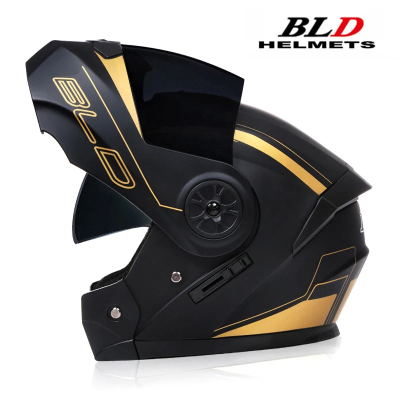 BLD Personalized Full Face Motorcycle Helmet – Dual Lens Modular Flip-Up Casco Moto for Men & Women