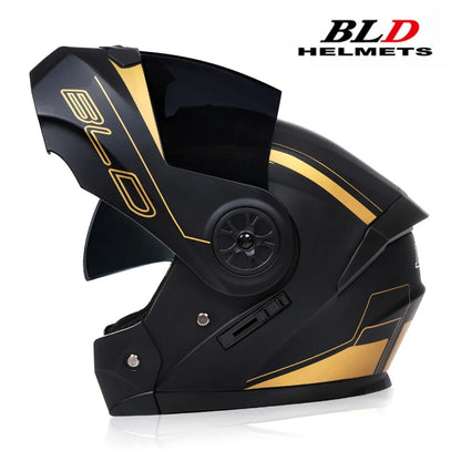 BLD Personalized Full Face Motorcycle Helmet – Dual Lens Modular Flip-Up Casco Moto for Men & Women