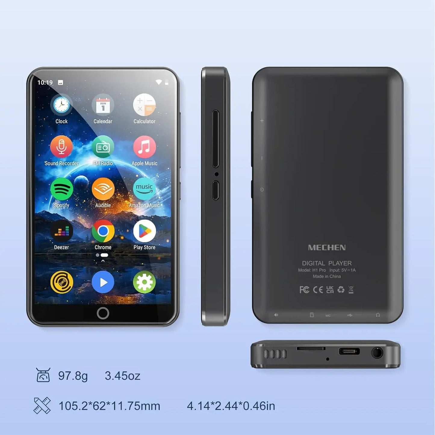 MECHEN Android 9 MP3 Player - Bluetooth & WiFi Music Player with Spotify, Audible, Pandora & 512GB Expandable Storage