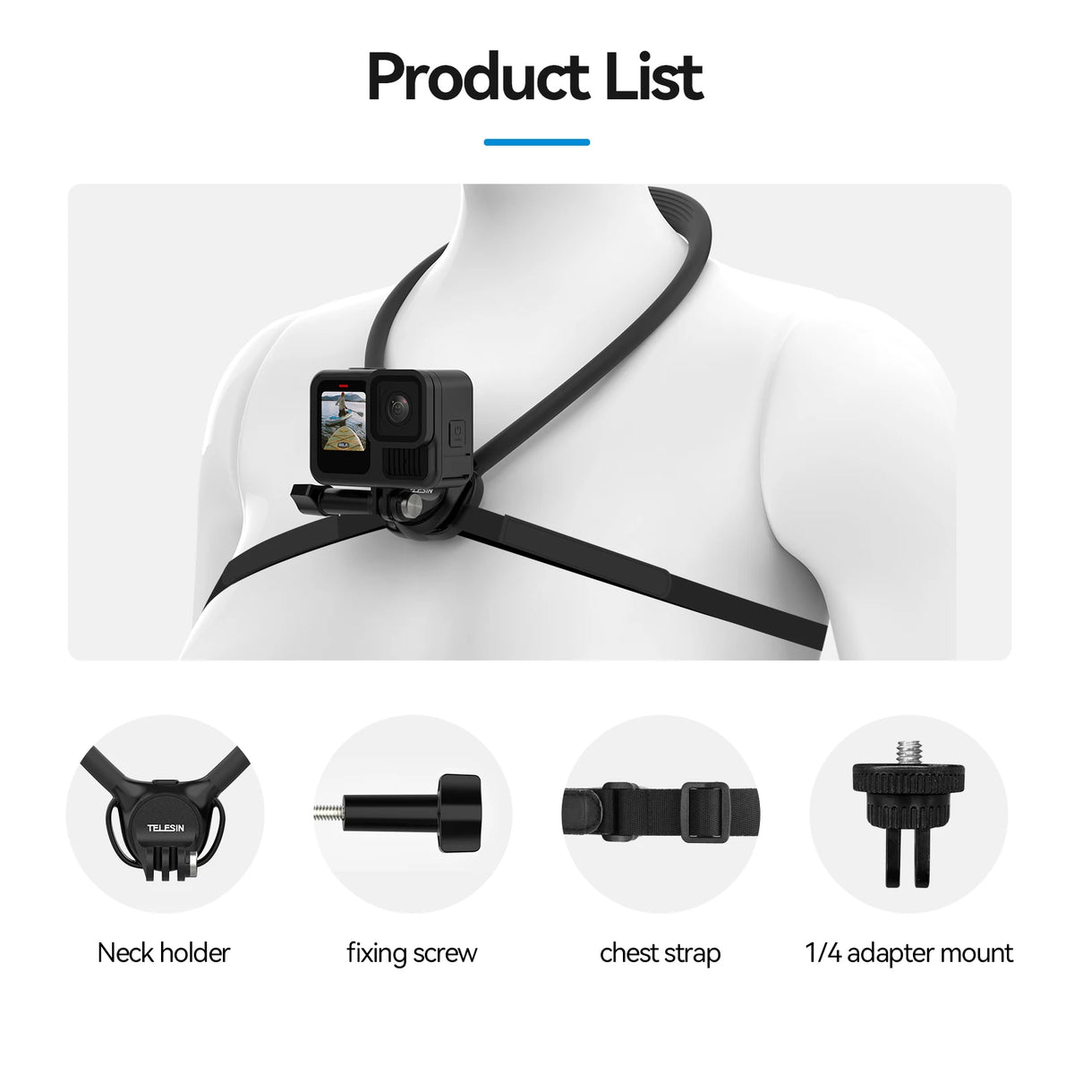TELESIN 2-in-1 Neck Mount - Universal Phone & Action Camera Holder for GoPro, Insta360 & DJI Osmo Action