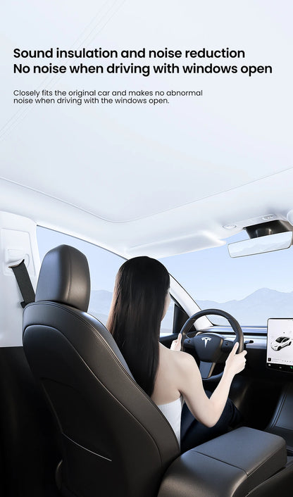 YZ Sun Visor Upgrade for Tesla Model 3 & Y Highland 2021-2024 – Ice Cloth Buckle Sunshade for Glass Roof & Skylight