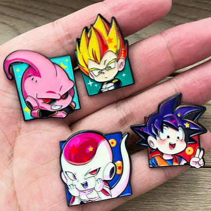 Dragon Ball Anime Lapel Pins 8-Piece Set - Cute Manga Character Brooches for Backpacks and Fan Collections
