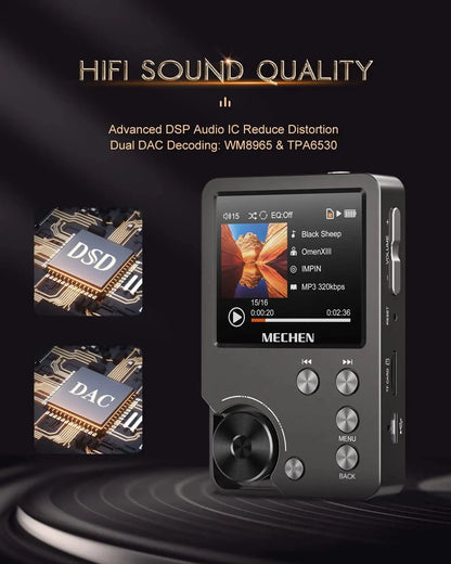 MECHEN M30 Lossless MP3 Player - HiFi Sound, 64GB Memory Card, Expandable Up to 256GB