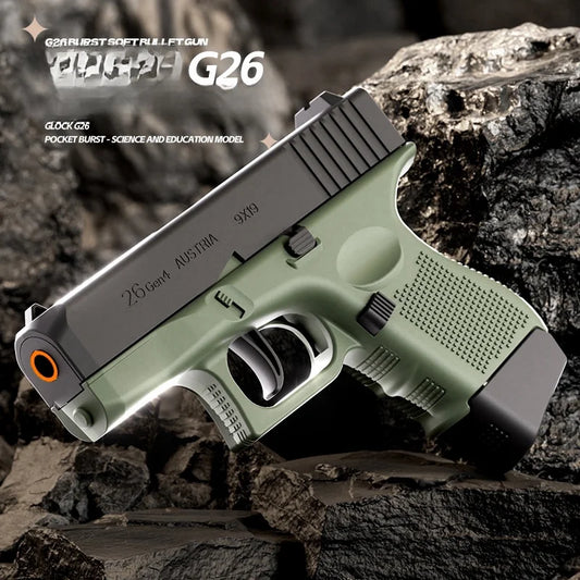 Mini G26 Pocket Toy Gun with Continuous Shell Ejection – Soft Bullet Blaster Airsoft Model Pistol with Blowback Action, Educational Shooting Toy