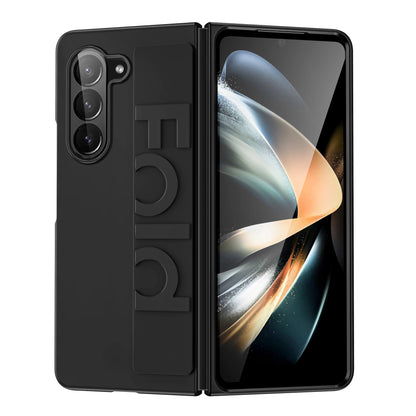 Matte Hard PC Silicone Wrist Strap Case for Samsung Galaxy Z Fold 3-7 – Elastic Armor Cover with Grip & Wristband