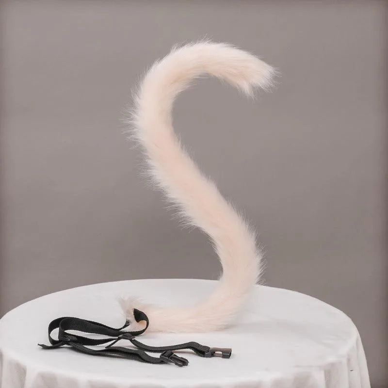 Plush Cat Ears Headband & Tail Set - Realistic Lolita Cosplay Accessories, Handmade Animal Ears for Halloween & Kawaii Costumes