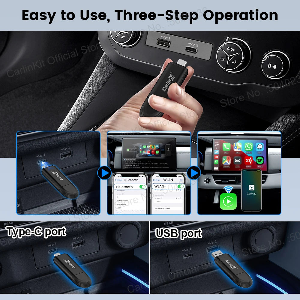 2026 CarlinKit Mini Wireless CarPlay Adapter – Smart Wired to Wireless CarPlay Dongle with WiFi & Bluetooth Auto Connect Car System Upgrade