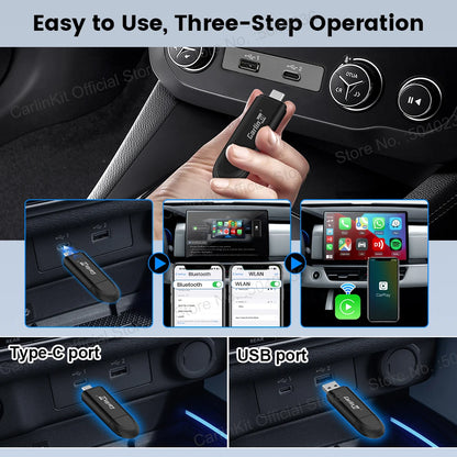 2026 CarlinKit Mini Wireless CarPlay Adapter – Smart Wired to Wireless CarPlay Dongle with WiFi & Bluetooth Auto Connect Car System Upgrade