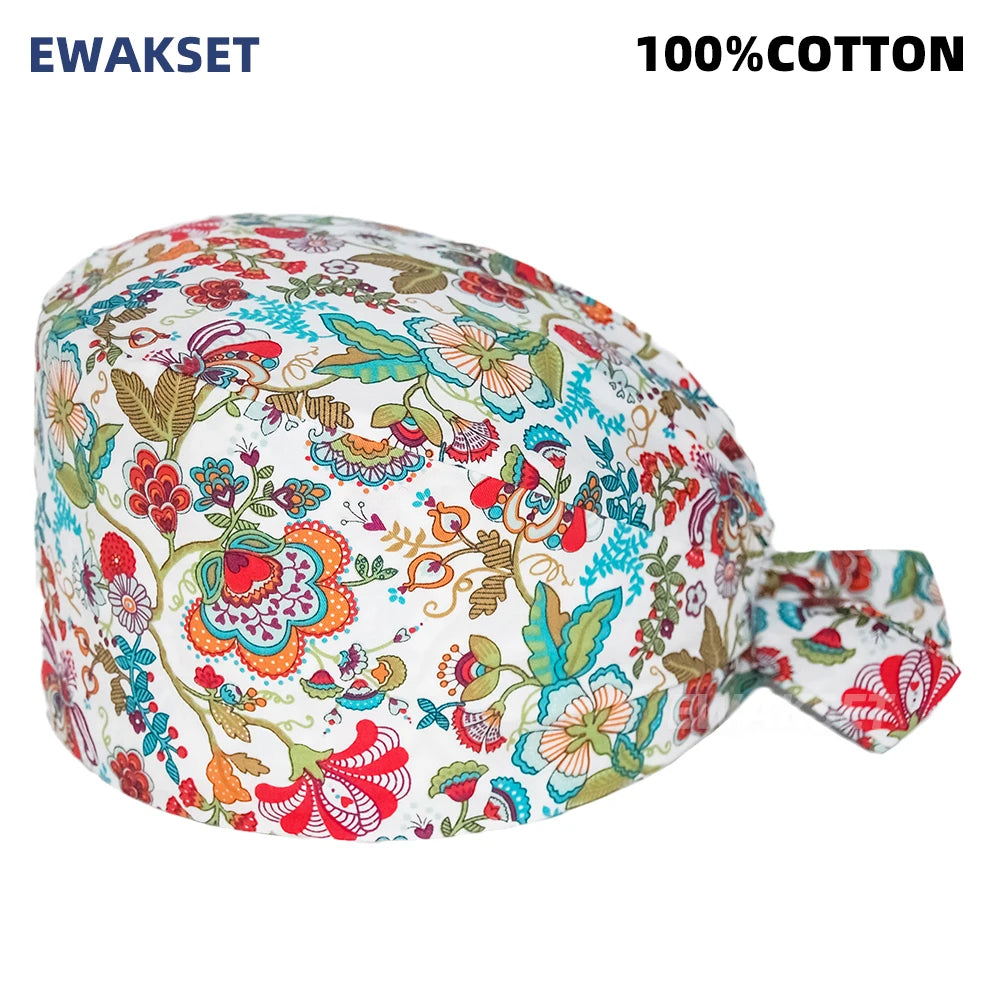 Unisex Soft Scrub Cap – Cartoon Print Surgical Hat for Men and Women, Operating Room Nursing Accessories