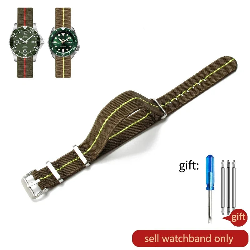 60's French Army Nylon Watch Strap - Woven Military Watch Band for Rolex, Seiko, Tudor & Omega