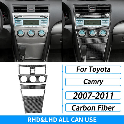Toyota Camry 2007–2011 Carbon Fiber Interior Trim Set - Center Console, Gear Shift & Air Vent Decorative Covers