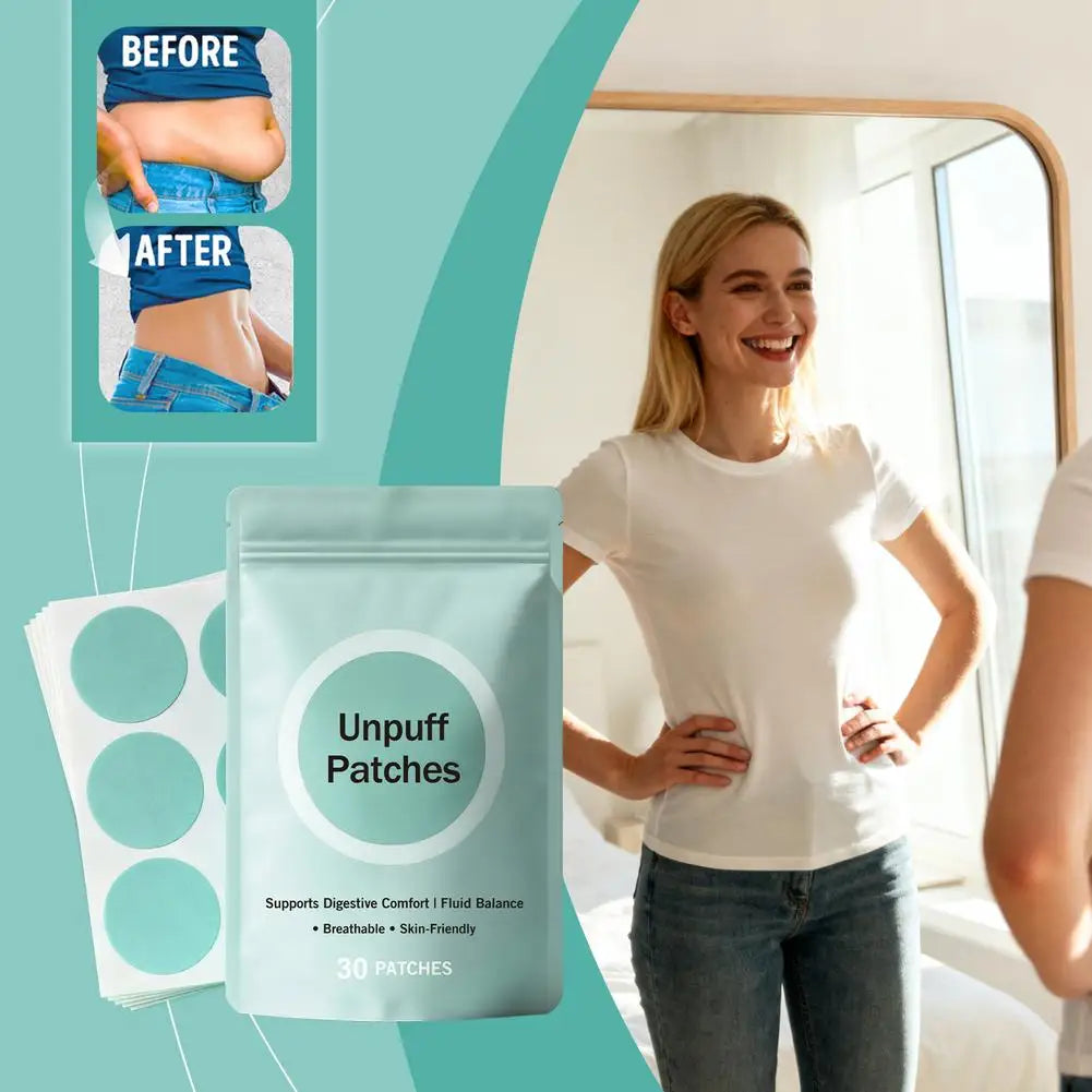 30 Patch Unpuff Digestive Support Patches – Appetite Control & Fluid Balance Breathable Wellness Patches