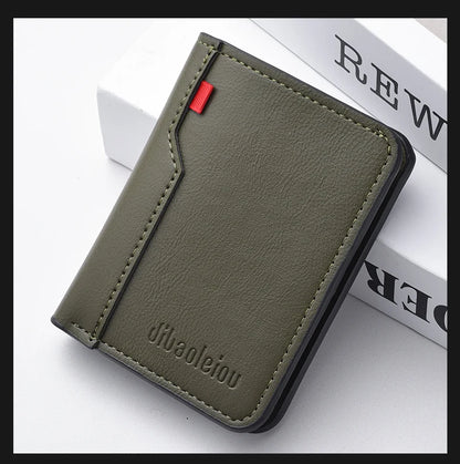 Ultra-Thin Mini PU Leather Credit Card Wallet – High-Quality Vertical Men’s Wallet Holder