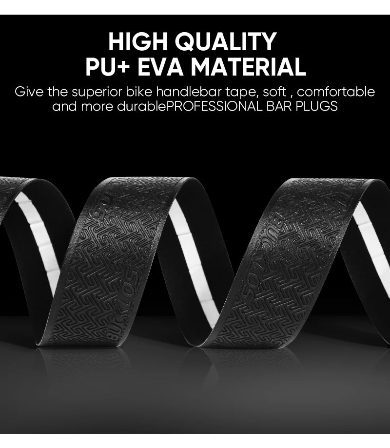 BUCKLOS Road Bike Handlebar Tape – PU Shock-Absorbing Anti-Slip Wrap with Bar End Plugs for Cycling