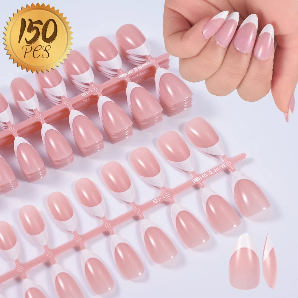 576PCS Colorful Press-On Fake Nails Set – Black & Red Oval/Square Short Full Cover Nail Tips for Salon-Style Nail Art