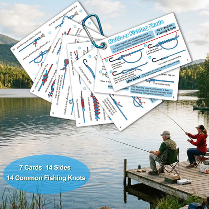 7-Piece Fishing Knot Guide Card Set - 14 Easy-to-Follow Knot Instructions for Beginner Anglers