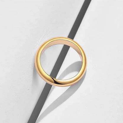 Non-Fading Fine 4mm Round 18K Gold Ring - Simple Wedding Band for Women & Men, Lover's Couple's Gift Jewelry