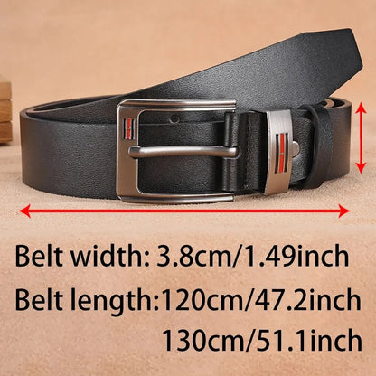 2024 Men’s Genuine Leather Belt – High-Quality Cowskin Casual & Business Buckle Waistband