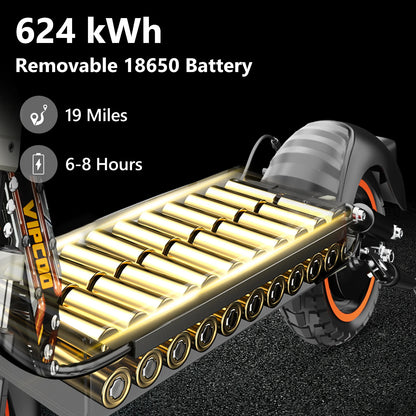 VIPCOO VS1 Electric Scooter – 700W Motor, 48V 13AH Battery, Portable Folding with 10” Off-Road Air Tires
