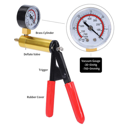 CAER Manual Brake Bleeder & Vacuum Pump Kit – 2-in-1 Handheld Automotive Fluid Tester with Gauge & Adapters