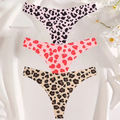3PCS Women’s Sexy G-String Set - Colorful Seamless Bikini T-Back Low Waist Lingerie Underwear