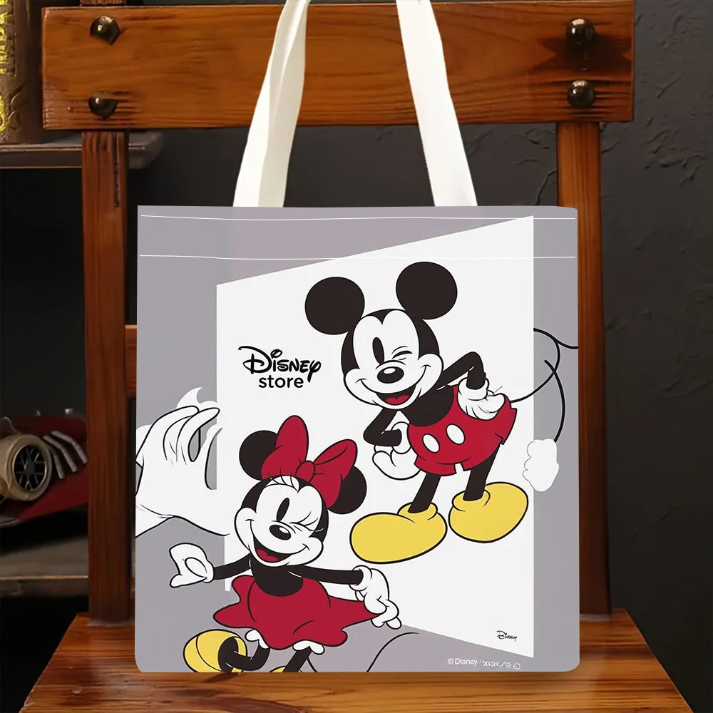 Disney Mickey & Minnie Canvas Tote Bag – Reusable Shopping & Travel Bag, Cute Daily Use Handbag, Ideal Gift for Disney Fans