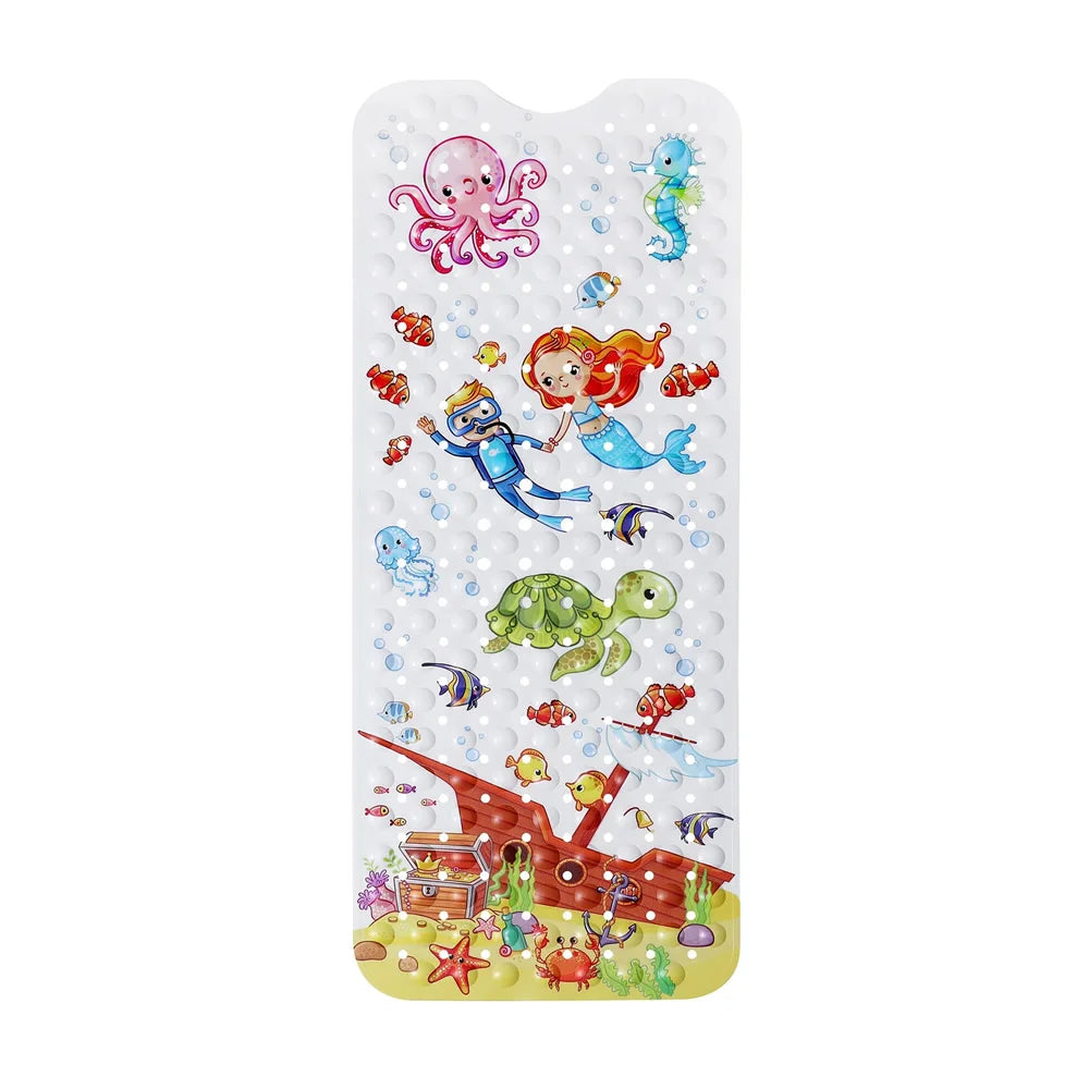 Large Cartoon PVC Bath Mat – Anti-Slip Shower & Bathtub Mat with Suction Cups, Soft Massage Pad for Kids & Elderly