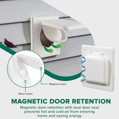 Dual Door Dryer Vent Cover with Screws – Easy Install Exterior Exhaust Vent for Home Safety