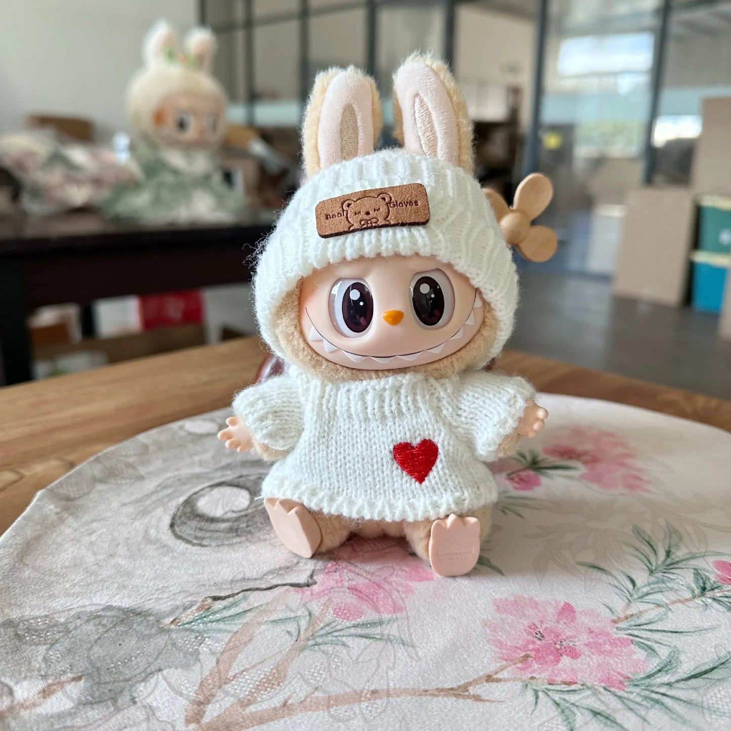17cm Labubu Doll Clothes — Monster Outfit with Hat, Love Sweater & Casual Shoes for Sitting Party Accessories