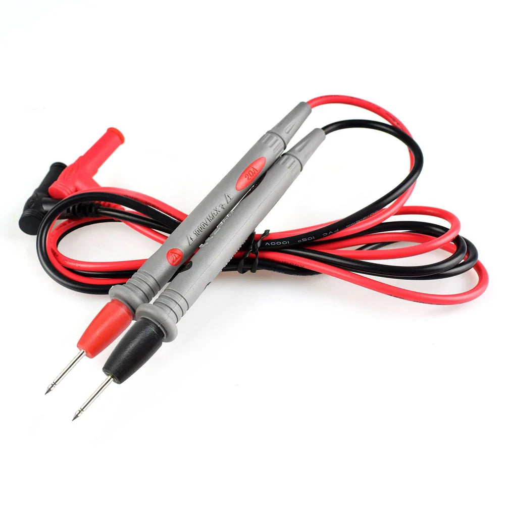 Universal Digital Multimeter Test Leads with Alligator Clips - Soft Silicone Needle-Tip Probes for LED Testing
