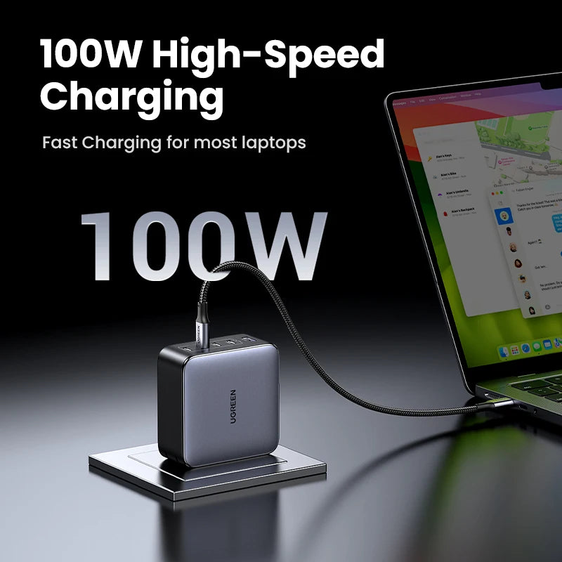 UGREEN 100W GaN 5-Port USB-C Charger – Fast Charger QC4.0/3.0 PPS for MacBook, Laptop, iPhone 16/15/14 Pro, Tablet