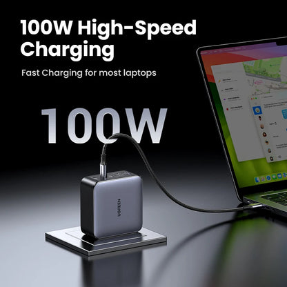 UGREEN 100W GaN 5-Port USB-C Charger – Fast Charger QC4.0/3.0 PPS for MacBook, Laptop, iPhone 16/15/14 Pro, Tablet
