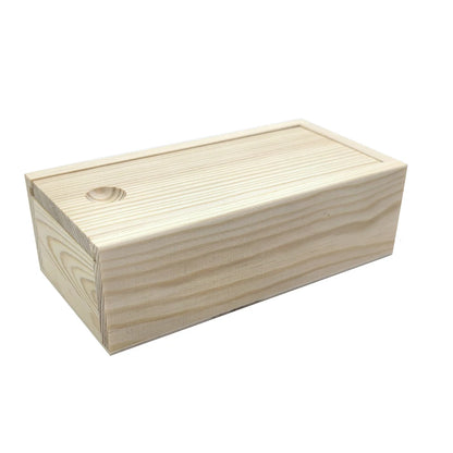 Pine Wooden Pull-Out Storage Box – Sliding Cover Jewelry Organizer, Log Drawer DIY Wooden Case